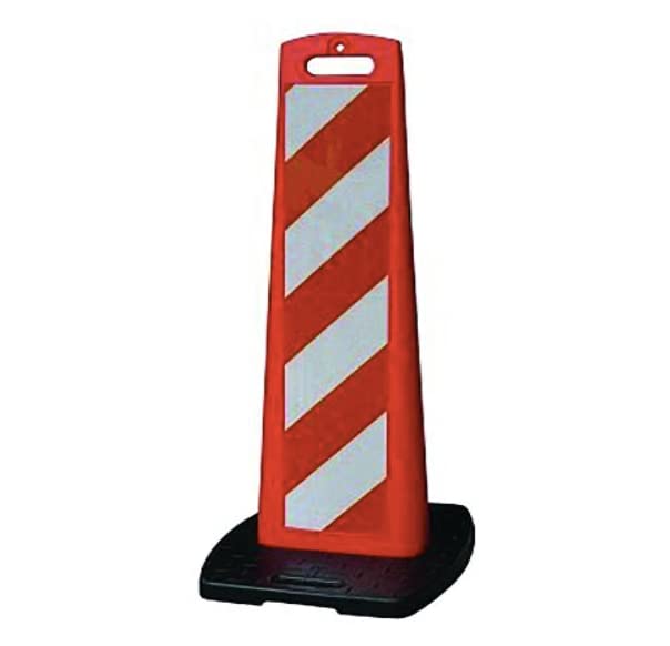 Road Cone Vertical Panel Traffic Barricade Valet Parking with Rubber Base Delineator “HIGHLY REFLECTIVE” Prismatic Striped Sheeting on Both Sides 42.5” Inch 110 cms.