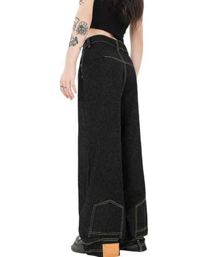 Y2k Pants Men's Aesthetic Baggy Jeans Vintage Hip Hop Cargo Jeans Pocket Reverse Novelty Jeans for Women2