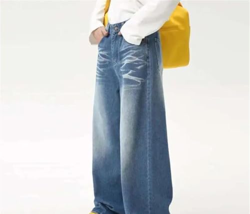 Men Wide Leg Jeans Summer Washed Loose Fit Straight Denim Pants Draped Folded Casual Street Style2