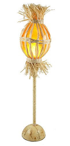 GURU SHOP Tischleuchte Kokopelli - Modell Salakot, Gelb, Fiberglas, 58x13x13 cm, Tischlampen aus Naturmaterialien
