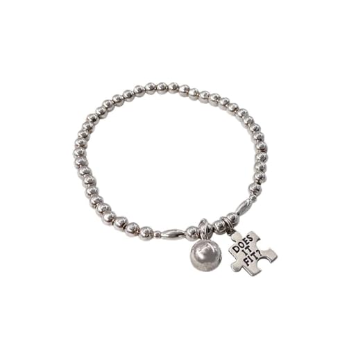 Pendentif rond puzzle alphabet perlé collier femme tendance