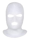 SATINIOR 3 Holes Ski Mask Full Face Cover Outdoor Balaclava Winter Knitted Neck Gaiter for Halloween Sports Cycling(Medium,Pure White)
