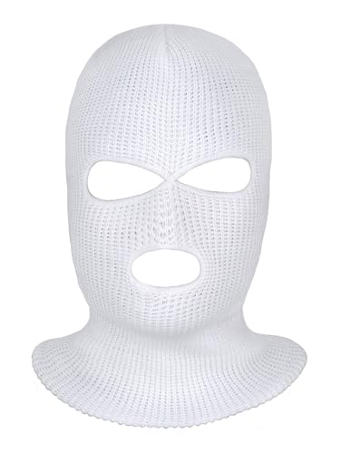 Image of SATINIOR 3 Holes Ski Mask Full Face Cover Outdoor Balaclava Winter Knitted Neck Gaiter for Halloween Sports Cycling