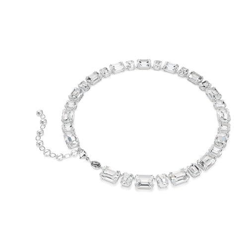 Swarovski Collana Tennis Millenia, Taglio Ottagonale, Bianca, Placcato Rodio - 5