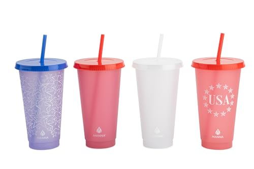 Manna 24oz Color Changing Reusable Cup Set - 4-Piece - USA Limited Edition