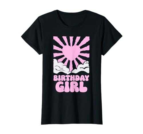 Birthday Sunset Di Retrò Girl Girl Vintage Anni '70 Birthday Maglietta