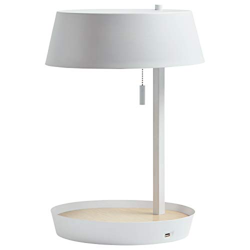 Amazon Brand – Rivet Modern Table Lamp with USB and Bulb, 18"H, White