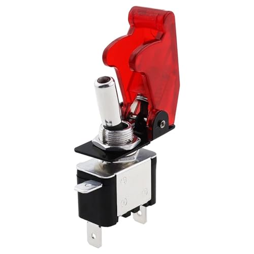 Interruptor basculante SPST de 12V 20A con luz LED roja y tapa protectora para coche