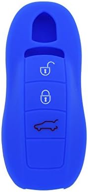 Hwota Silicone Lightweight Car Remote Key Case Cover Shell for Porsche Cayenne Panamera -Blue
