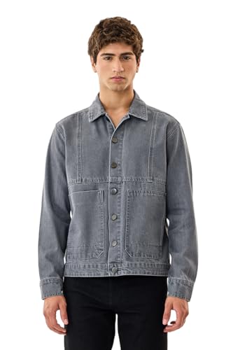 Image of SNITCH LEGACY Men Casual Jacket| Relaxed Fit Full Sleeve Spread Collar Denim Design | 100% Cotton & Breathable Twill Fabric For Streetwear, Spring Layering & Daily Outings