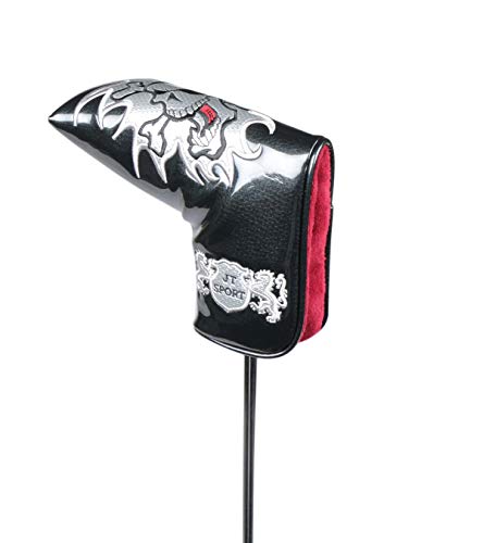 HAIYUE Golf Head Cover Putter Sports Skull Blade Club Headcovers Magnetic Closure Mirror Synthetic Pu Leather Embroidered Blade Fit All Brands Gift Accessories for Men Women