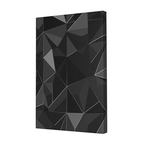 Peintures géométriques noires sur toile murale encadrée moderne