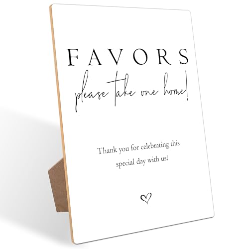 Favors Please Take One Home, Wedding Gifts Sign, Wedding Signs for Ceremony and Reception, Engagement Party Desk Decor, Bridal Shower Decor, Gold Frame Wooden Sign with Stand, Wedding Party Favors,9