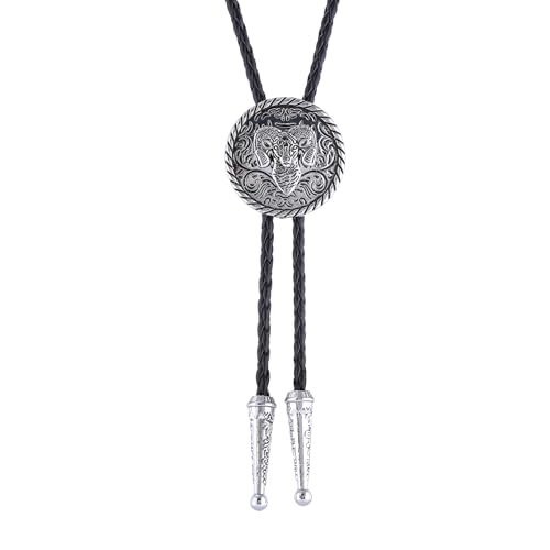 Image of HUABOLA CALYN Bolo Tie for Men Women, Native American Turquoise /Longhorn Bull /Eagle /Horse Bolo ties,Western Tie Costume