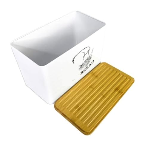 SAGELSHN Metal Bread Bin Storage Container with Cutting Board Lid - Modern Countertop Box for Stylish Storage