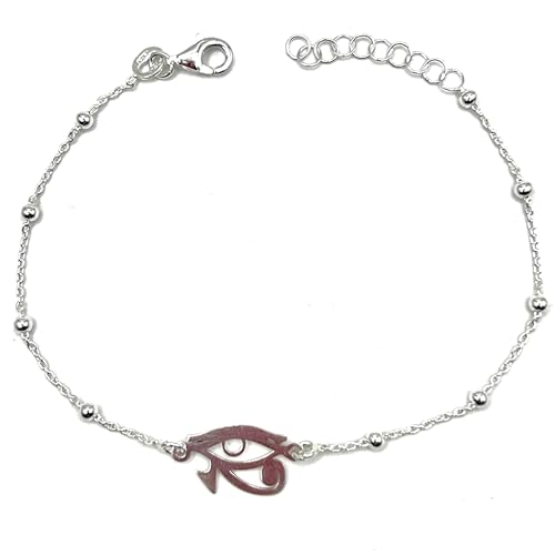 MASBARATA PULSERA OJO DE HORUS CON BOLAS DE PLATA DE LEY
