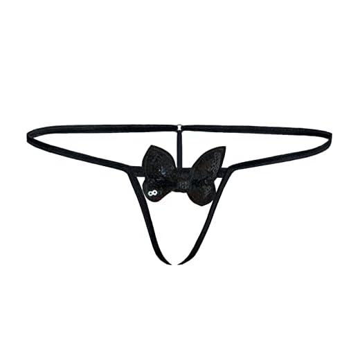 Sohimary 471 Mujer Mini String Tanga Abierto Corbata De Moño XS S M 34 36 38 40 Negro