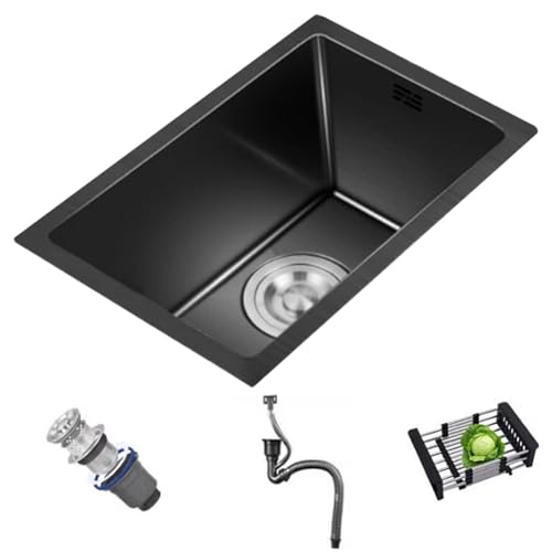Fregadero de cocina empotrado de acero inoxidable con drenaje de sifón, ahorro de espacio para apartamentos pequeños, bar, caravana, instalación superior/debajo del mostrador, lavabo de piscina de