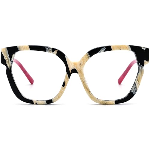 Image of HEPIDEM Multicolor Acetate Glasses Frame Women,Oversize Round Optical Eyeglasses 9345