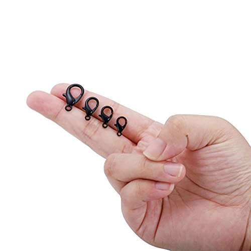 Agcfabs 20Pcs/Pack Colored Metal Lobster Clasps, Lanyard Snap Clips With Key Rings,For Bag Key Chains Connector,Jewelry Making Accessories (Black, 12×6Mm) #TOP2