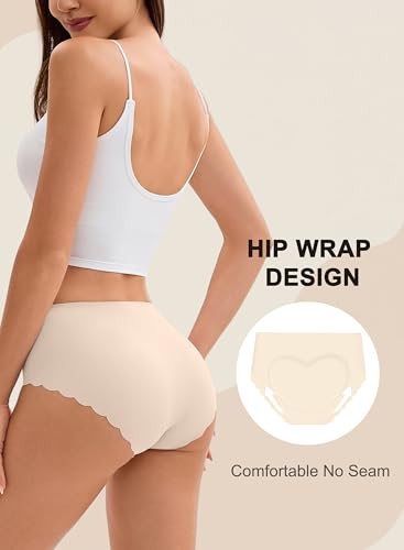 Camel Toe Cover Underwear Women 3 Pack, Seamless Stretch Panties Breathable Full Coverage Hipster Briefs4