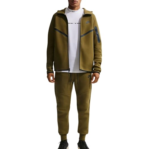 Nike Tech Fleece Men's Windrunner Full Zip Jacket (US, Alpha, Small, Regular, Regular, Olive Flak/Black)