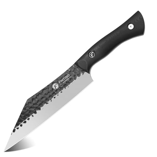 Image of FINTISO Chef Knife 7 inch Kitchen Knife Japanese Style Boning Knife for Meat Cutting Sharp Viking Knife with Full Tang G10 Handle Butcher Knife for Home, Camping, BBQ