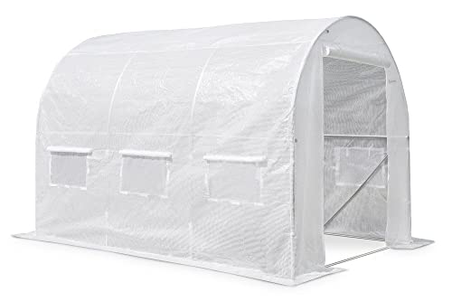 Garden Point | Tunnel di lamina | 2 x 4 x 2 m | Bianco | Foglio di casa | Tenda Serra | Stagnola per piante | Pomodoro in serra