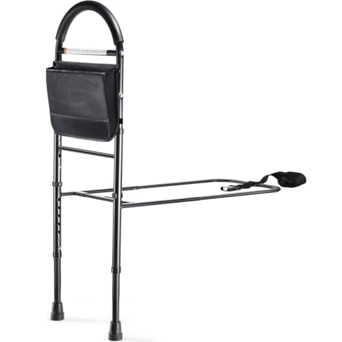 Medical king Bed Rail with Adjustable Heights ASTM Approved - bar with Storage Pocket - Bed Rails with bar - Easy to get in or Out of Bed with Floor Support