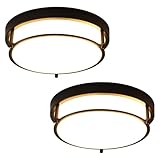 QHANTOMIZE 2 Pack Black Flush Mount Ceiling Light, 12 inch 2-Light Modern Light Fixtures Ceiling Mount for Kitchen Living Room Bedroom Hallway Enteryway, E26 Socket