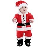 QIAONIUNIU Baby Santa Costume Toddler Christmas Dress Up Romper 6-12 Months