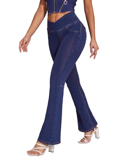 SEASUM Butt Lifting Jeans for Women Bootcut High Waisted Bell Bottom Stretchy Flare Leggings Tummy Control Casual Pants3