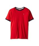 Tommy Hilfiger Boys' Short Sleeve Ringer Crew Neck T-Shirt, Ken Regal Red, 4