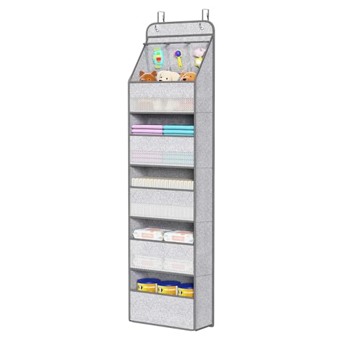 Univivi Over Door Hanging Organizer for Baby Nursery, Grey Pattern, 6-Shelf
