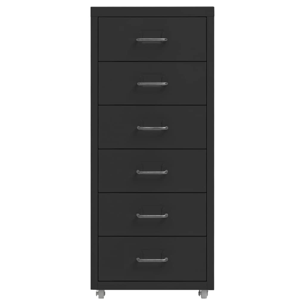 Brokky Schedario Mobile Nero 28x41x69 cm in Metallo-Cassettiera,Mobiletto da Ufficio con Serratura,Regolabile per Cartelle Sospese,Superficie Testurizzata,per Ufficio,Studio