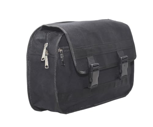 Image of Motorcycle Side Bag Universal Bike Saddle Bag Waterproof Canvas Luggage Pannier Bag Tool Storage Organizer for Motorcycles Scooters Commuter Bikes Touring Travel Daily Use Black
