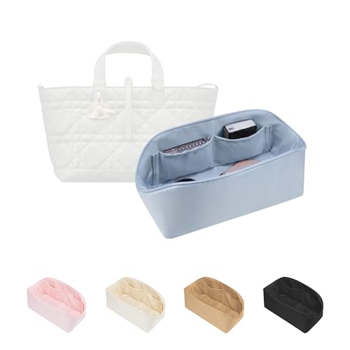 Image of Purse Organizer Insert for Dior Toujours Medium Bags, Satin Luxury Bag Insert, Lightweight & Portable Purse Shaper with Pockets, Ideal for Travel, Shopping, and Daily Use(Blue brume, Toujours M)