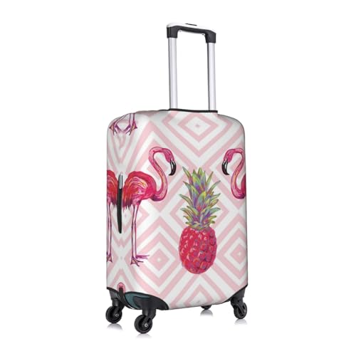 Pink Flamingo Pineapple Printed Luggage Cover Elastic, Washable, Universal Fit 18-32 Inch Travel Suitcase Cover Easy To Identify3