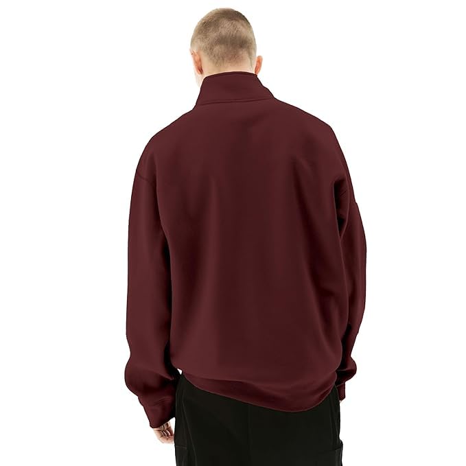 Image of Fleece Half Zip High Neck Loose Fit Sweatshirt for Men's