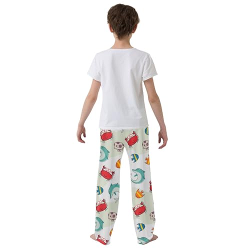 Crab Dolphin Boys Long Pants Soft Trousers Elastic Waist Kids Lounge Bottoms with Pockets S-XL3