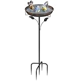 WELDUN Bird Bath for Outdoor Garden, Φ30CM Metal Freestanding Birdbaths Bowl & Support, Metal Bird Basin, Vintage Water Bowl for Wild Birds, Patio Yard Lawn Decor, Bronze