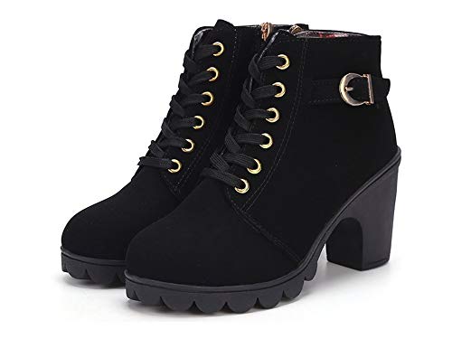 レースアップ ショートブーツ レディース サイドジッパー付き 秋冬