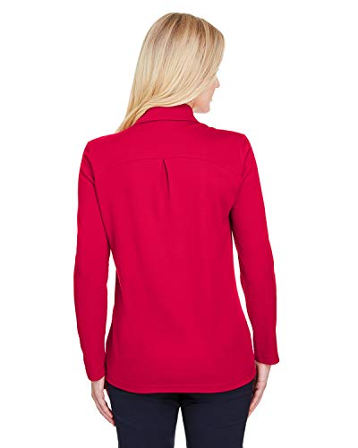 Devon & Jones Crownlux Performance™ Ladies' Plaited Long Sleeve Polo L Red #TOP3