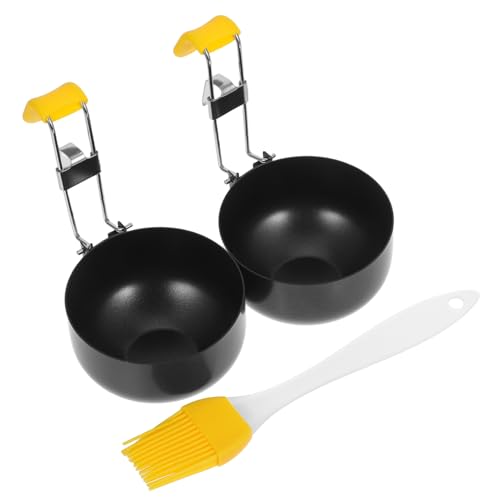 Hemobllo 2pcs Non-stick Egg Maker Rings Spoon Foldable Handle Egg Molds Stainless Steel Circles for Muffins Versatile Cooking Kitchen Gadgets