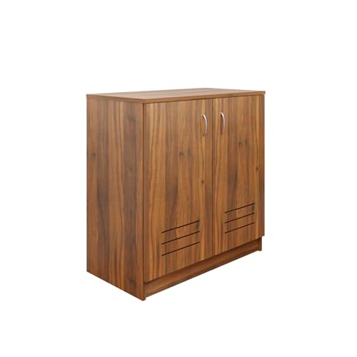 Image of VIKI | Shoe Rack with Ventilated Doors, Shoe Storage,Shoe Cabinet for Hallway, Organizer Unit for Entryway, Width 80cms, Brussel Walnut Colour | 1 Year Warranty