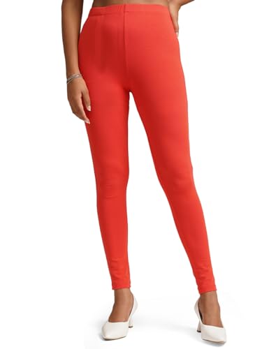 Image of ONE SKY Women Full Length Leggings | Cotton Modal Spandex Blend | High Waist Stretchable & Bio-Washed Fabric | Colour-Lock Technology | Comfortable Leggings for Women