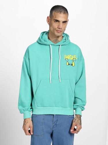 Image of Veirdo Cotton Poly Fleece Oversized Hooded Sweatshirt Baggy Fit Stylish Pocket Graphic Printed Hoodie for Men (Available in Sizes: S to 3XL)