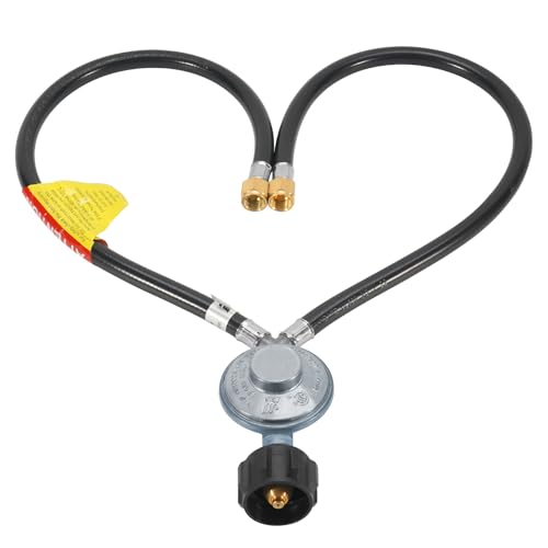 2 feet y-Splitter 2 Hose Propane Regulator, Low Pressure Dual Propane Tank Connection kit Hose, for Most LP/LPG Gas Grill, Fire Pit Table and Heater