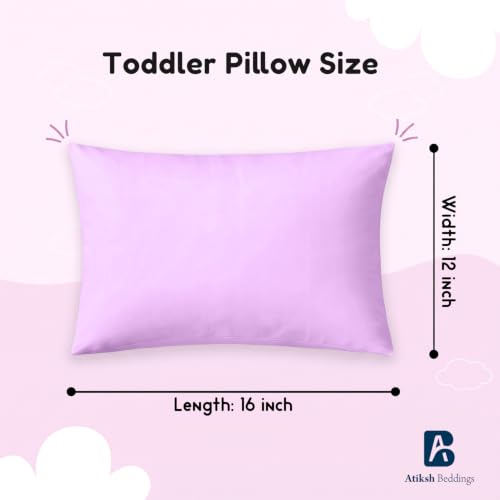 Image of Atiksh Beddings 16x22 Youth Pillowcase, Pack of 2 Toddler Travel Pillow Cases, 100% Egyptian Cotton, 600 Thread Count, Zipper Closure, Small Kids Pillowcase for Travel, Lavender