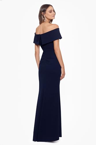 Xscape Women's Long Scuba Crepe Off-The-Shoulder Dress with Center Back Zipper2